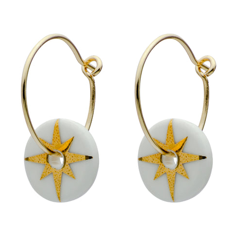 Porcelain White Star Earrings