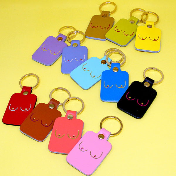 Boobs Leather Key Fob - Pink