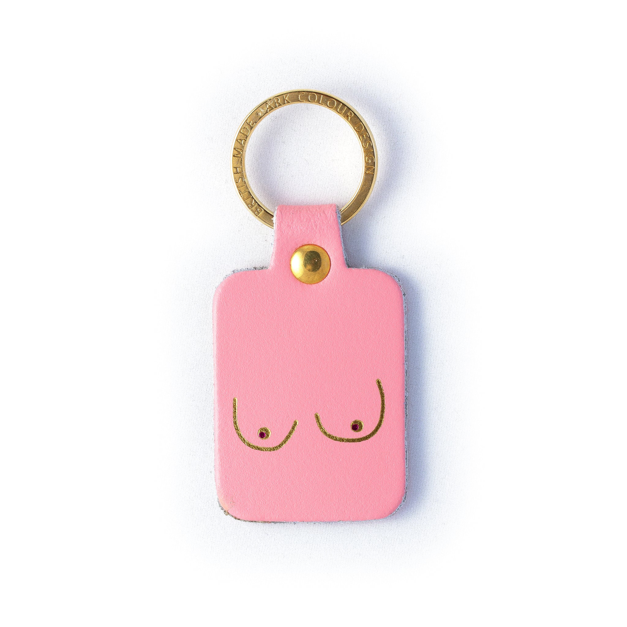 Boobs Leather Key Fob - Pink