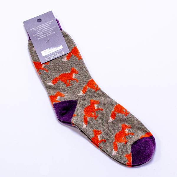 Women's Lambswool Ankle Socks - Fox