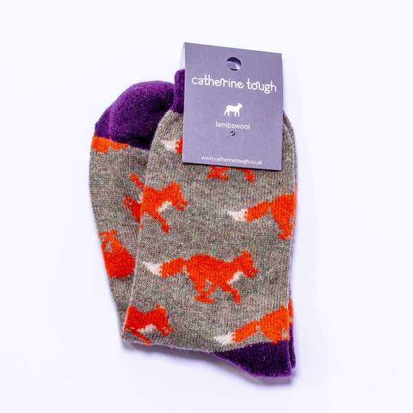 Women's Lambswool Ankle Socks - Fox