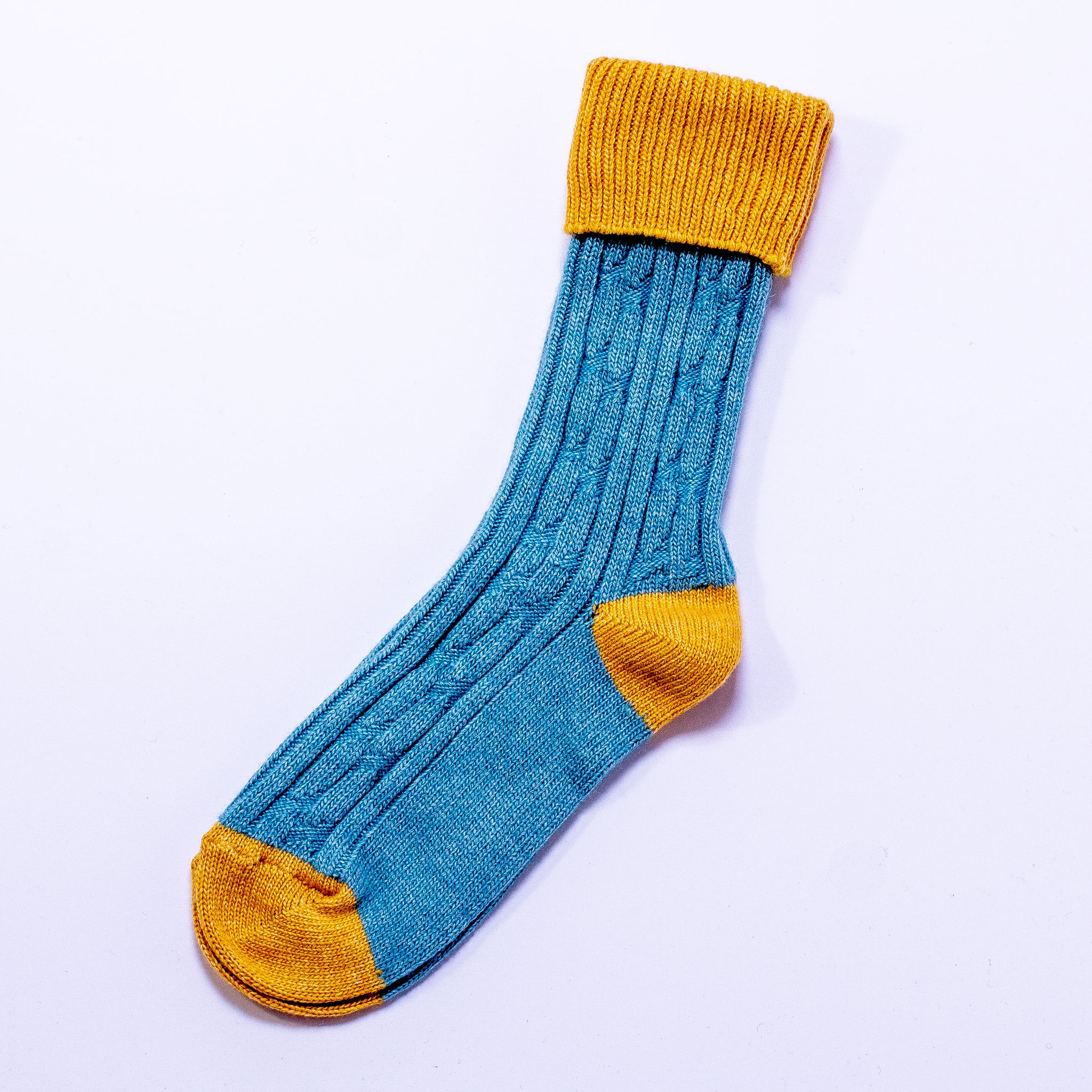 Cashmere Mix Slouch Socks - Teal/Gold