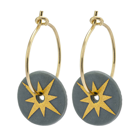 Porcelain Grey Star Earrings