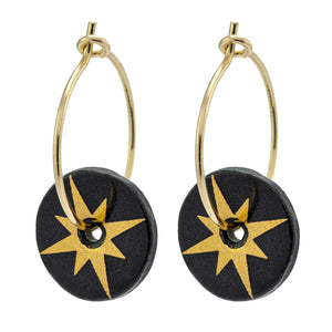 Porcelain Black Star Earrings