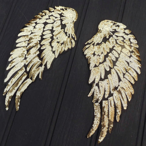 Iron On Wings - Gold Sequin - Small
