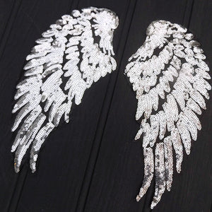 Iron On Wings - Silver - Small